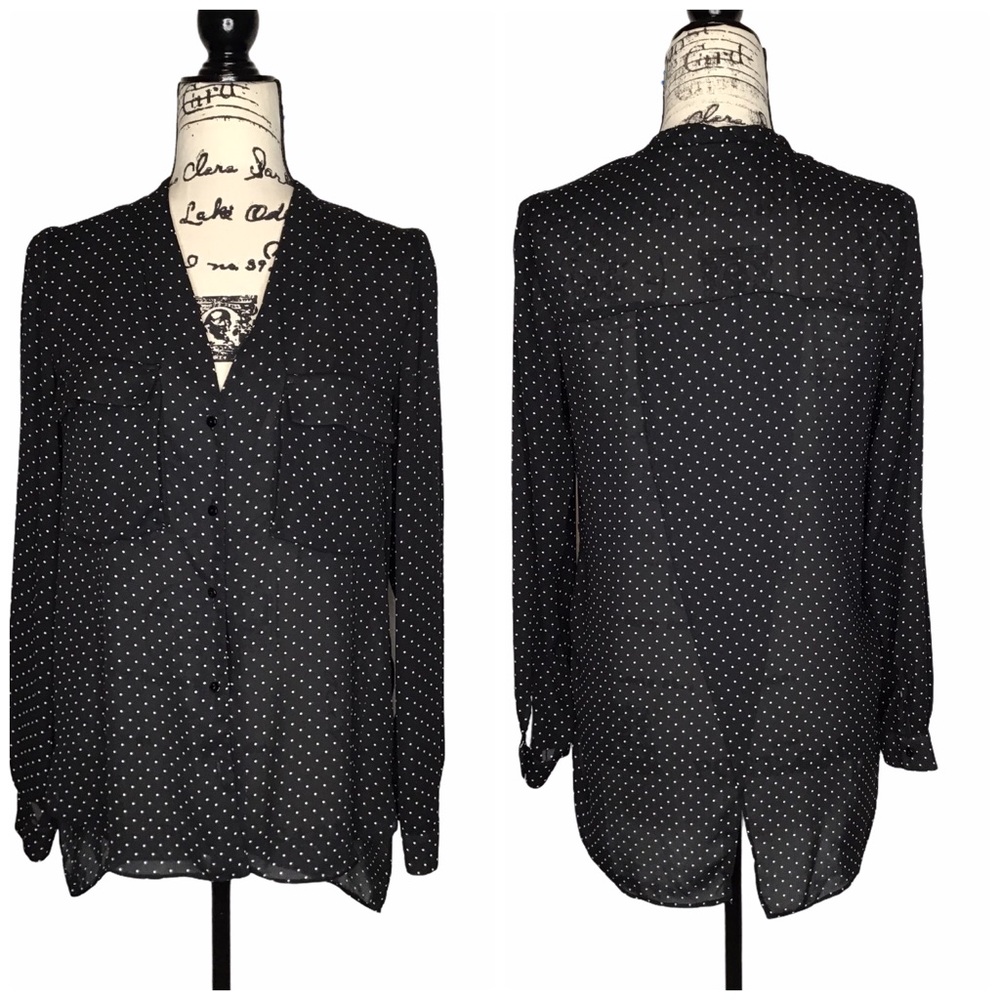 Zara Basics - Polka Dot Button Down Blouse S